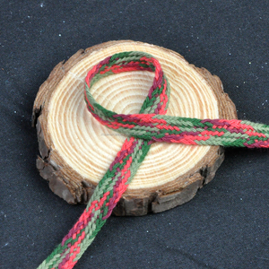 Regalo cinta plana encerado cordón de algodón para <span class=keywords><strong>el</strong></span> regalo de la Navidad Decoración verde y rojo Floral diseño - Product Image 2