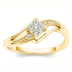 Anello da donna con accenti in pietra a forma di rombo, elegante gioiello da dito alla moda - Product Image 1