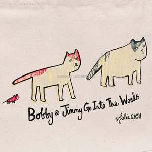 Sacs fourre-tout mini en toile avec illustration de chat, écologiques, en gros, pour le shopping - Product Image 2