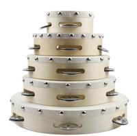 Wholesale Cheap Musical Instrument Kids 4 6 8 10 Inch Wooden Wedding Tambourine Hand Drum Custom logo