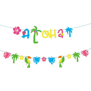 Festa estiva hawaiana forniture <span class=keywords><strong>Aloha</strong></span> Banner con pappagallo ananas cocco albero segno di pasqua ghirlanda decorazioni - Product Image 2