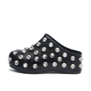 Sabots noirs pour femmes avec strass, mules à plateforme scintillantes avec embellissements en cristal, chaussures de soirée tendance - Product Image 1