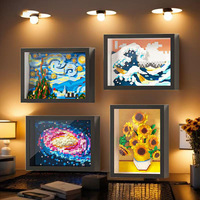 Puzzle de micro-particules transfrontalier, modèle de peinture célèbre mondiale, jouet DIY, Ciel étoilé Van Gogh, Tournesol, Cadre photo Rêve, ABS 14+