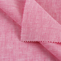 Tissu tissé populaire en mélange coton-lin léger et écologique, teint en fil rose, pour hommes, femmes, filles et garçons, formel et décontracté