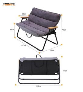 Chaises de plage pliantes pour 2 personnes, cadre métallique, mobilier d'extérieur personnalisé en gros, chaise double de camping relaxante - Product Image 3