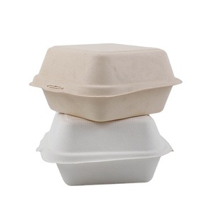 100% Biodegradable Compostable Clamshell Hinged Food Container Lunch Box