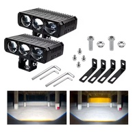 Trois projecteurs de travail LED directs 6000K 12V 24V haute puissance pour calandre de voiture, moto, tout-terrain, 4x4, SUV, VTT