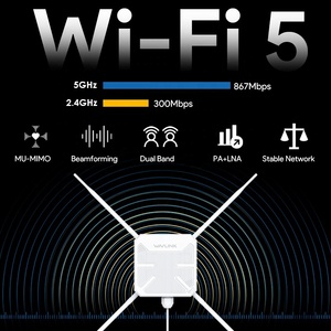 Point d'accès sans fil Wavlink AERIAL HD8S 2026 WL-WN588HA2 <span class=keywords><strong>AC1200</strong></span> bi-bande avec répéteur et extension de portée, quatre antennes 7dBi haute puissance - Product Image 4
