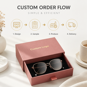 Maßgefertigte Schubladenbox für Brillen mit Goldprägung-Logo Luxuriöse Sonnenbrillenbox Freie Größe und Design mit Schwarzem Samteinleger - Product Image 4