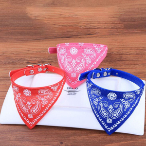 Colorful Pattern Print Pet Bandanas Collar PU Leather and Canvas Adjustable Buckle Dog <b>Bibs</b> Triangular Scarf - Product Image 6