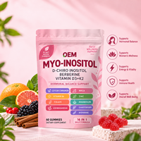 Gummies de Myo-Inositol à Marque Blanche avec Berbérine, Vitamines D3, K2, Folate, Zinc, Magnésium – Soutien Hormonal Quotidien pour Femmes