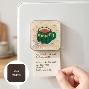 Custom Acrylic Quicksand Fridge Magnet Coffee Tea Mug <b>Jam</b> <b>Jar</b> Liquid Glitter Shaker Refrigerator Magnet OEM/ODM Bulk Wholesale - Product Image 1