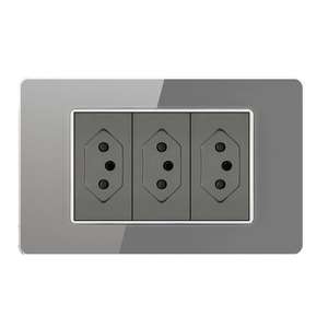 Enchufe de pared con interruptor de luz, doble USB tipo C, estándar brasileño, de vidrio templado, con tres entradas de corriente. - Product Image 6