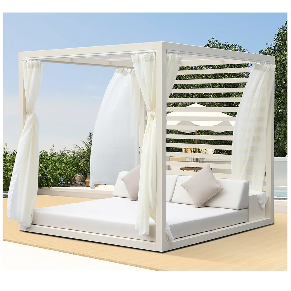 Sigh end-tumbona de aluminio para hotel y Villa, cama doble para jardín, muebles de exterior