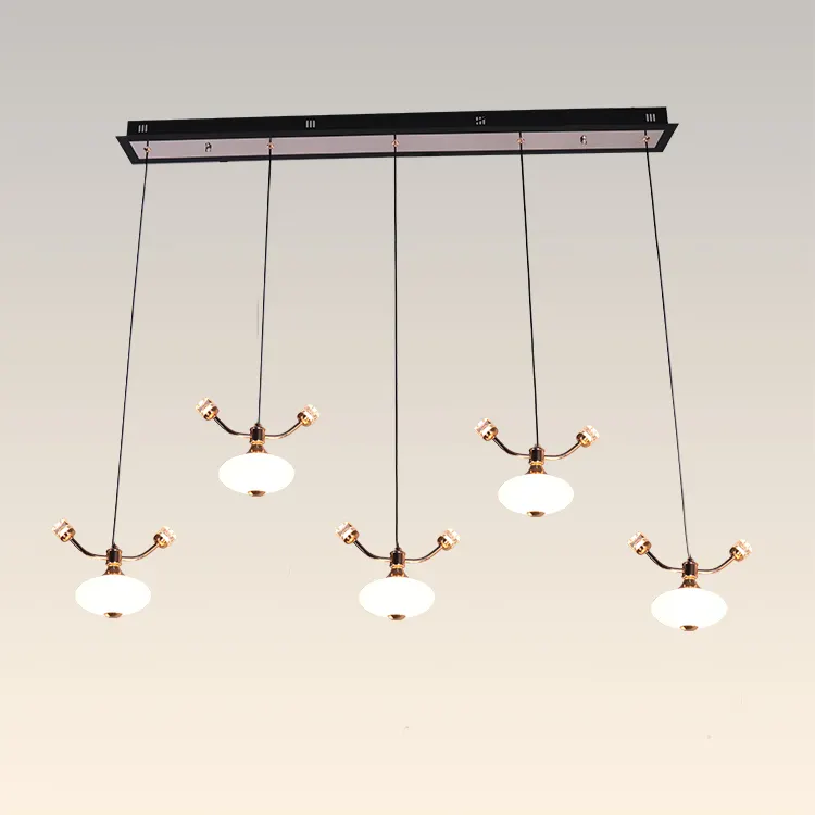 Indoor Luxury Hanging Decorative LED Pendant Light 5 BULBS Gold Indoor Lighting Restaurant Led Pendant Lamp 50W