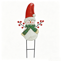 Panneau métallique personnalisé d'hiver, bonhomme de neige avec chapeau haut et écharpe, en fer antirouille pour la décoration extérieure de pelouse et de porche