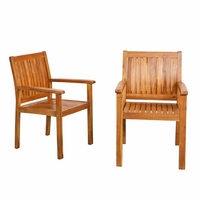 Ensemble de salle à manger d'extérieur en bois d'acacia 9 pièces, table de patio carrée finition teck avec 8 chaises à accoudoirs, idéal pour jardin, patio ou cour arrière