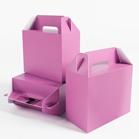 Caja Misteriosa Rosa Intenso de Cartón Degradable, Caja para Comida de Color, Tamaño Personalizado, Logotipo, Cumpleaños, Juguete, con Asas