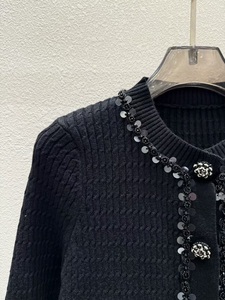 <span class=keywords><strong>Cardigan</strong></span> di alta qualità nuovo <span class=keywords><strong>Cardigan</strong></span> 2025 maglieria autunno inverno donna con paillettes con perline Deco manica lunga Casual in misto <span class=keywords><strong>lana</strong></span> nera - Product Image 4