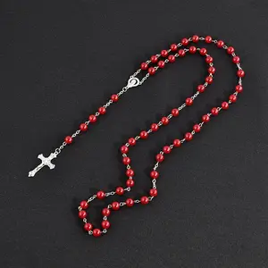 Cattolica di porcellana bianca amore rosario collana di preghiera, Mary benedizione del rosario collana di preghiera, di porcellana bianca perline a forma di cuore