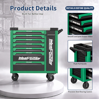 Chariot à outils robuste à sept tiroirs avec plateau en acier inoxydable, armoire mobile roulante, capacité OEM, serrure à clé, armoire à outils industrielle