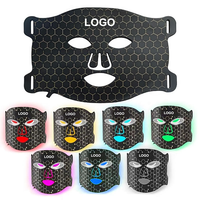 Masque facial et cervical en silicone LED professionnel personnalisé à 7 couleurs, thérapie par lumière rouge, bleue et infrarouge 850 nm, masque en silicone de qualité alimentaire