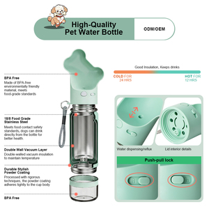 Botella de Agua para Perro 22035A con Contenedor de Alimentos, Acero Inoxidable 304, Doble Pared, Tapa con Forma de Hueso, a Prueba de Fugas, Fácil de Limpiar, Libre de BPA - Product Image 6