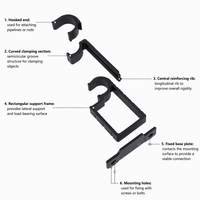 Support mural double pour tringle à rideaux en alliage d'aluminium, compatible avec les tringles de 13/16 et 16/19 pouces