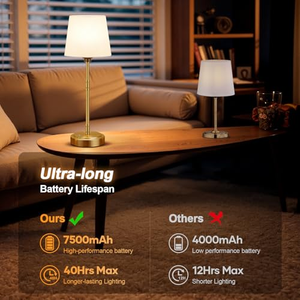 Lampe de table en métal 40/60/70/100 cm avec abat-jour en tissu, variateur tactile, rechargeable, pour décoration de mariage et de fête - Product Image 4