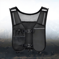 Gilet de course unisexe sportif en nylon respirant avec porte-téléphone et porte-bouteille réglable, gourde souple 500 ml, réfléchissant pour les sports de plein air