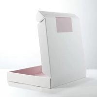 Boîtes d'expédition pliables en carton ondulé rose avec logo imprimé UV, en matériaux recyclés, pour vêtements et chaussettes (vente en gros)