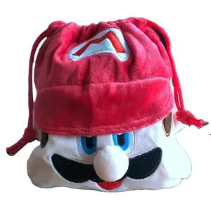 Dessin animé Mario peluche cordon Bundle poche Luigi papeterie rangement crayon sac Mario Bros peluche cordon sac pour enfant