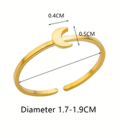 Bague Lune Charme Lune Bagues Réglables pour Femme Croissant de Lune Anneaux Non Ternis Plaqué Or 18k Hypoallergénique