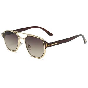 Gafas de Sol 2026 de Moda, Montura Metálica Cuadrada de Doble Barra, Protección UV400, Estilo Europeo Americano, Lujo Ligero para Hombre - Product Image 4