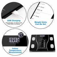 Báscula Digital Inteligente de Vidrio Templado con Capacidad de 180 kg, Báscula Digital Familiar para Baño con Esquinas Redondeadas