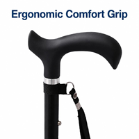 Bâton de marche en fibre de carbone avec poignée ergonomique souple - une aide à la mobilité légère pour le corps humain.