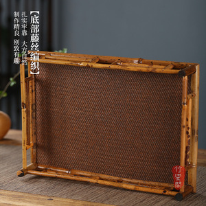 Zhuqige Hammered Copper <b>Tea</b> Tray Bamboo Base Small Size Retro Style For <b>Tea</b> <b>Set</b> Storage Home Use - Product Image 3