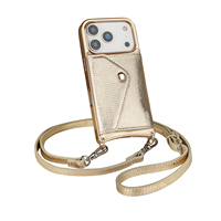 Verhoogde camera rand echt lederen portemonnee telefoonhoesje crossbody band valbescherming voor iPhone 18 Pro Max Duo OEM