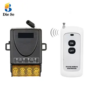 Zwarte Industriële Rf 433 Leren Code Ac 110V 220V 40a Relay Ontvanger Aan/Uit Licht Draadloze Afstandsbediening Schakelaars Voor Motor