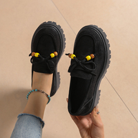 Nouvelles Mules compensées à plateforme pour femme, à lacets, avec nœud en perles de bois et blocs de couleur, semelle épaisse à crampons, couleur unie