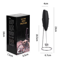 Mousseur à lait électrique portable en acier inoxydable avec support, fouet à matcha, mélangeur de boissons et mousseur à café