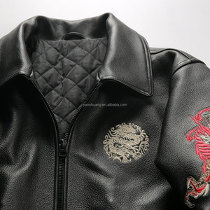 Nuovo cappotto in vacchetta spessa di alta qualità splendidamente ricamato antivento e giacche di pelle extra Size da uomo impermeabili - Product Image 3