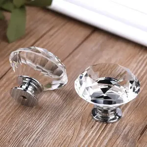 30mm Diamante Em Forma De Gaveta Armário De Cozinha Dresser Armário Roupeiro Puxa Alças Maçanetas De Vidro De Cristal