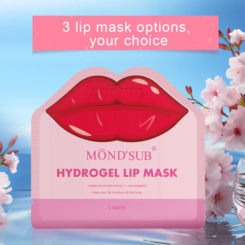 Korean Vegan Gold Pink Moisturizer Lip Care Hydrogel Lip Mask Hydrating Plumper Crystal Collagen Lip Mask Sheet