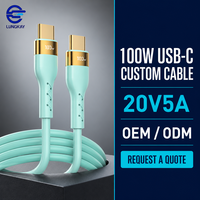 Câble de charge rapide USB-C vers USB-C professionnel LUNG KAY 100W 20V 5A vert menthe pour ordinateur portable et téléphone, personnalisable OEM ODM