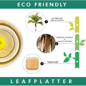 Offres Spéciales ensembles d'assiettes <span class=keywords><strong>en</strong></span> feuilles <span class=keywords><strong>de</strong></span> palmier naturelles personnalisées <span class=keywords><strong>de</strong></span> 10 pouces 25 pièces par ensemble - Product Image 3