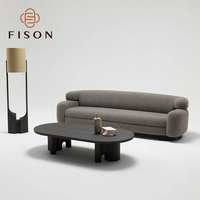 Canapé modulaire pour salon d'hôtel, canapé bas à accoudoirs, canapé droit moderne en tissu 3 places pour appartement