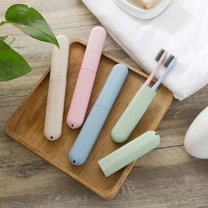Portable Travel Toothbrush Case Wheat Straw <b>Material</b> Soft Bristle Toothbrush Holder For Travel <b>Storage</b> - Product Image 1