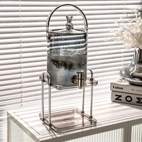 Ensemble Pichet en Verre Thermorésistant avec Robinet, Grande Capacité, pour Boissons Chaudes et Froides, Thé, Jus et Sodas