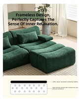 Ensemble de canapé en velours en forme de L sur mesure, avec chaise longue, style Wabi-sabi, moderne et minimaliste, compressé sous vide et emballé en rouleau